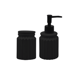 Kit para Banheiro em Cerâmica Stripes Preto 2 Peças