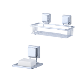 Kit Porta Shampoo e Saboneteira com Ventosa Cromado