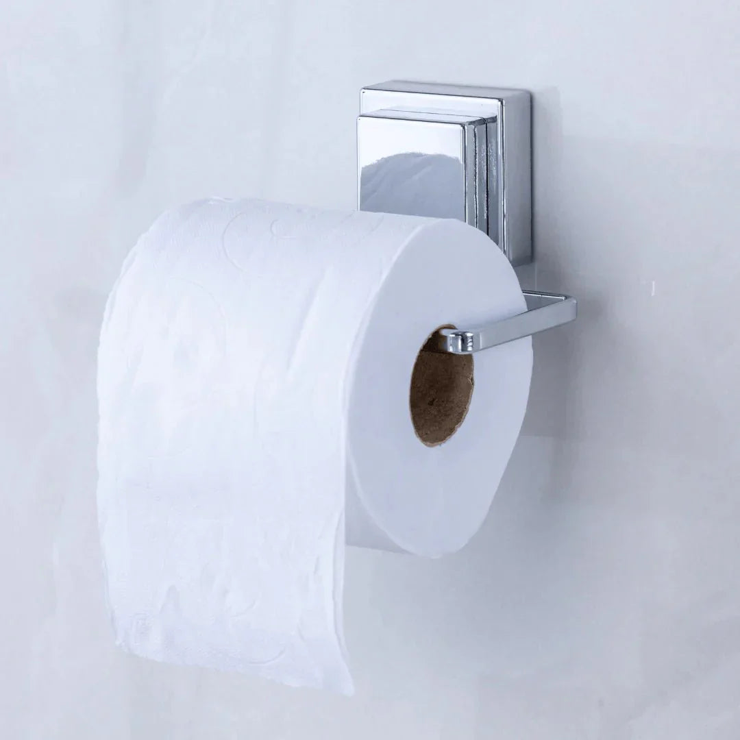 Kit Toalheiro e Porta Papel Higiênico com Ventosa Cromado - 2 Peças