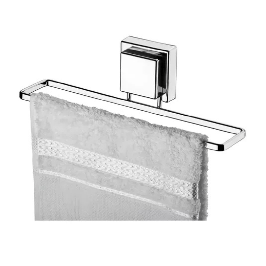 Kit Toalheiro e Porta Papel Higiênico com Ventosa Cromado - 2 Peças