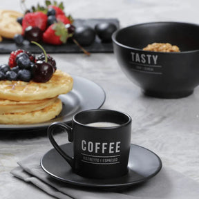 Kit Xícaras e Manteigueira Manhattan Preto 7 peças