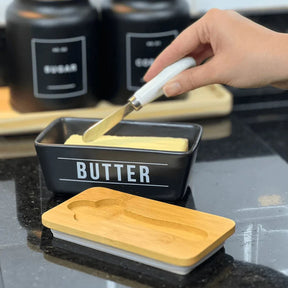 Kit Xícaras e Manteigueira Manhattan Preto 7 peças