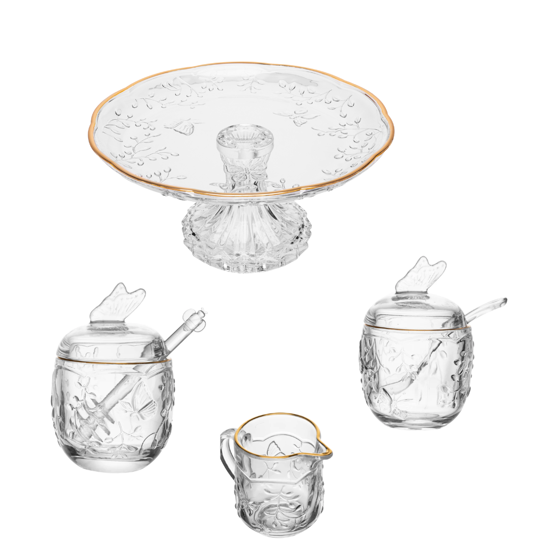 Kit para Mesa Posta New Butterfly Fio de Ouro 4 Peças