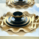 Kit Mesa Posta Dubai Preto e Dourado 3 Peças