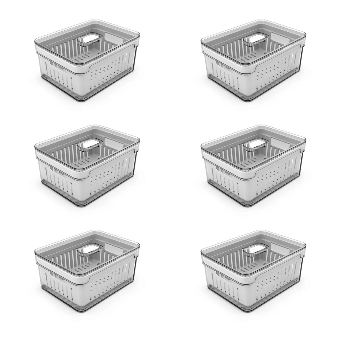 Kit 6 Organizadores de Geladeira Clear Fresh 2,2 Litros