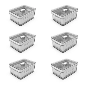 Kit 6 Organizadores de Geladeira Clear Fresh 2,2 Litros