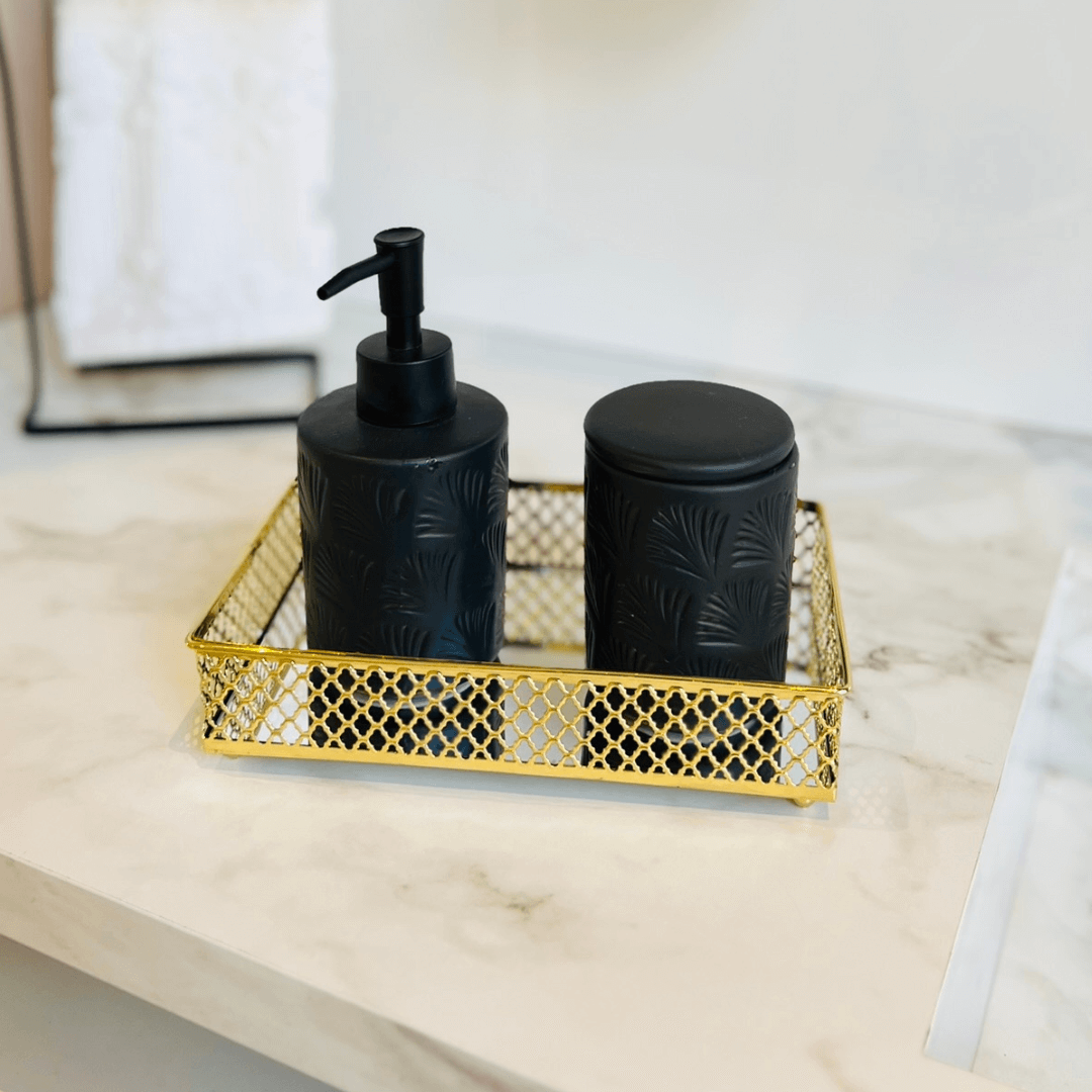 Bandeja em Metal com Espelho Barcelona Dourado 21cm