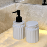 Kit para Banheiro em Cerâmica Stripes Branco 2 Peças