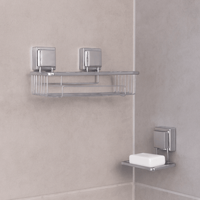 Kit Porta Shampoo e Saboneteira com Ventosa Cromado