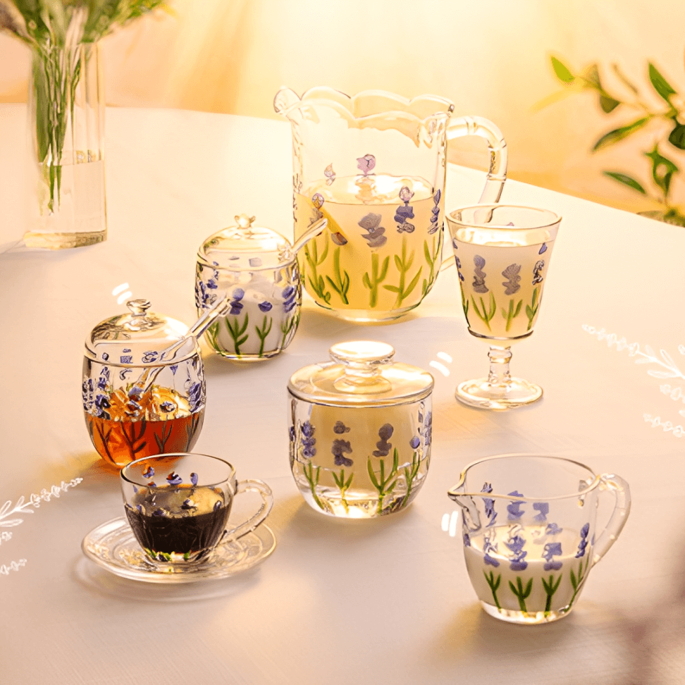 Meleira de Cristal com Colher e Tampa Lavanda 8,5cm