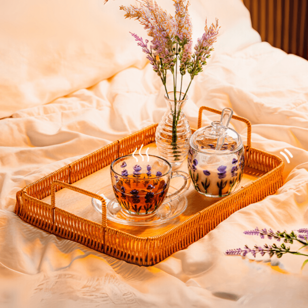 Açucareiro de Cristal com Colher e Tampa Lavanda 8,5cm