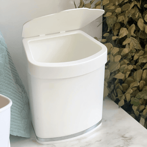 Lixeira 2,5 Litros Branca com Cromado Pia Cozinha