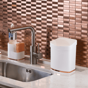 Lixeira 2,5 Litros Branca Com Faixa Rose Gold