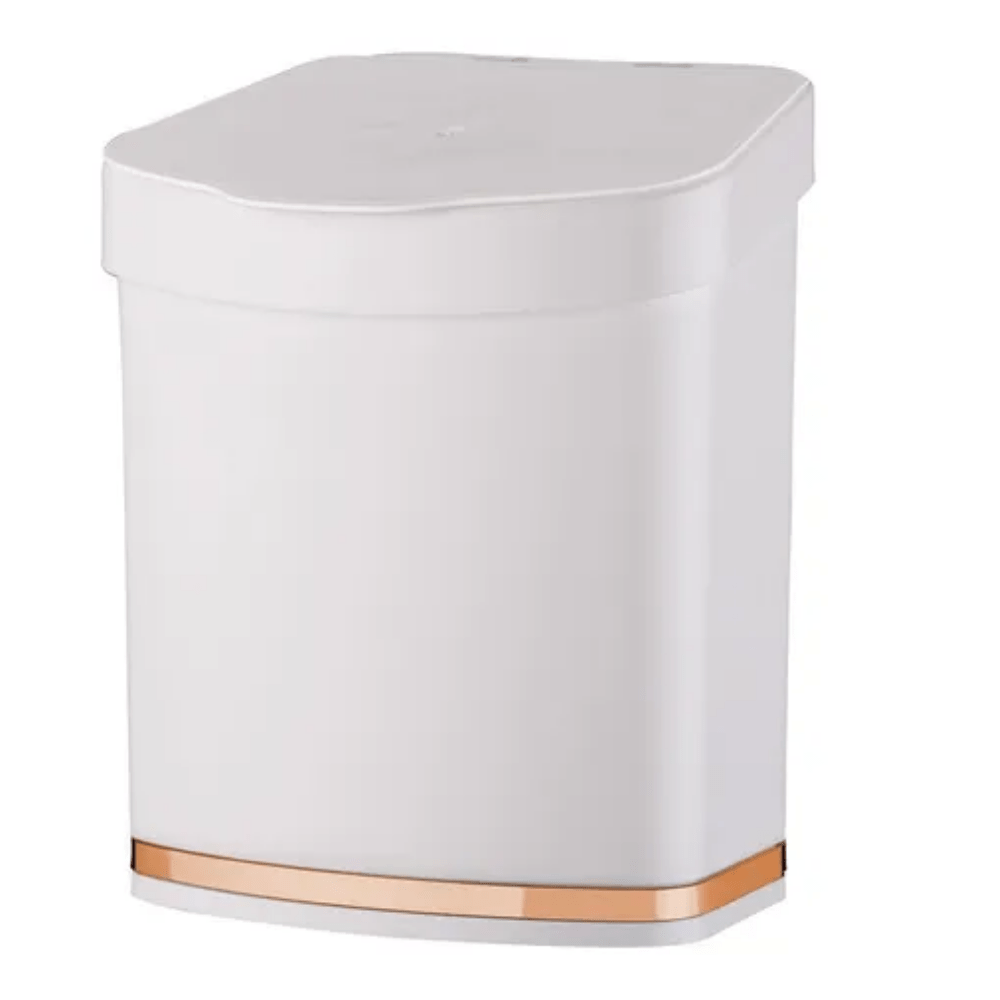 Lixeira 2,5 Litros Branca Com Faixa Rose Gold