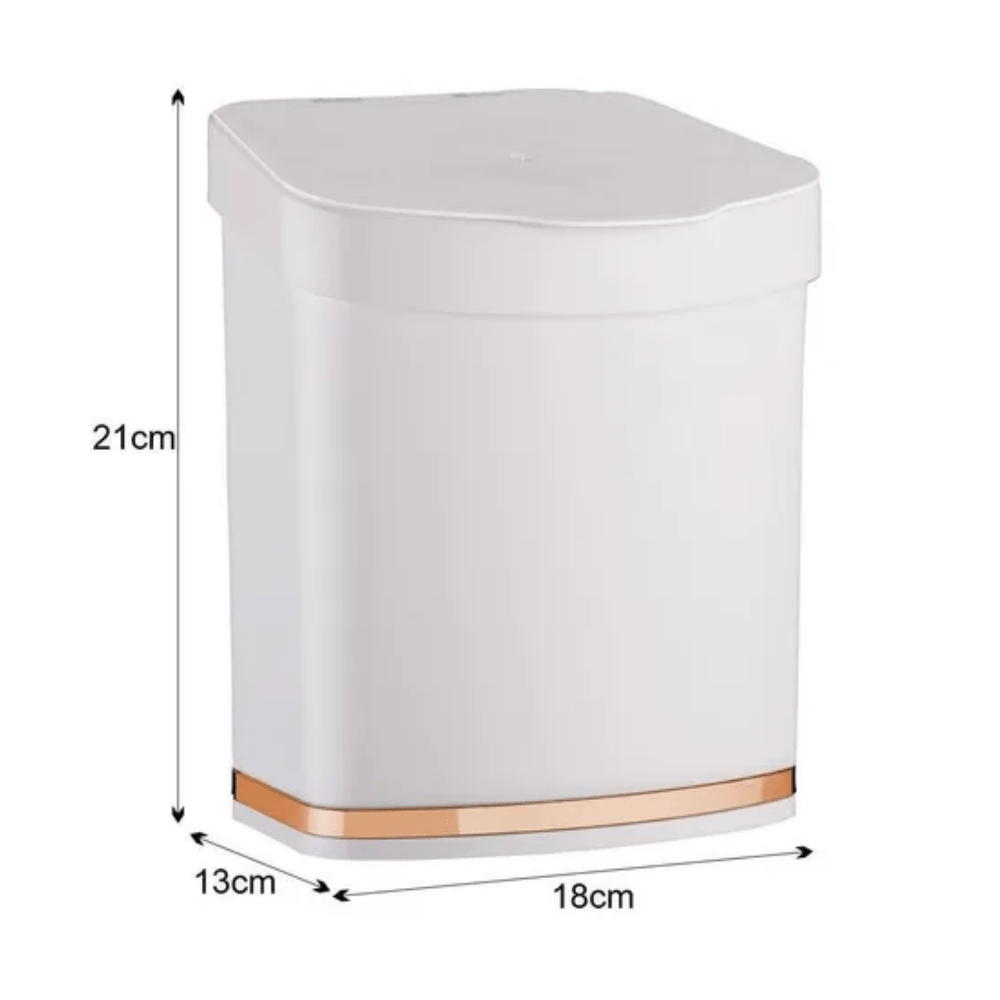 Lixeira 2,5 Litros Branca Com Faixa Rose Gold