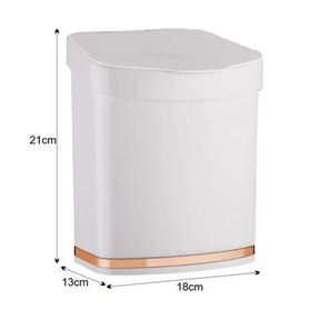 Lixeira 2,5 Litros Branca Com Faixa Rose Gold