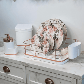 Lixeira 2,5 Litros Branca Com Faixa Rose Gold