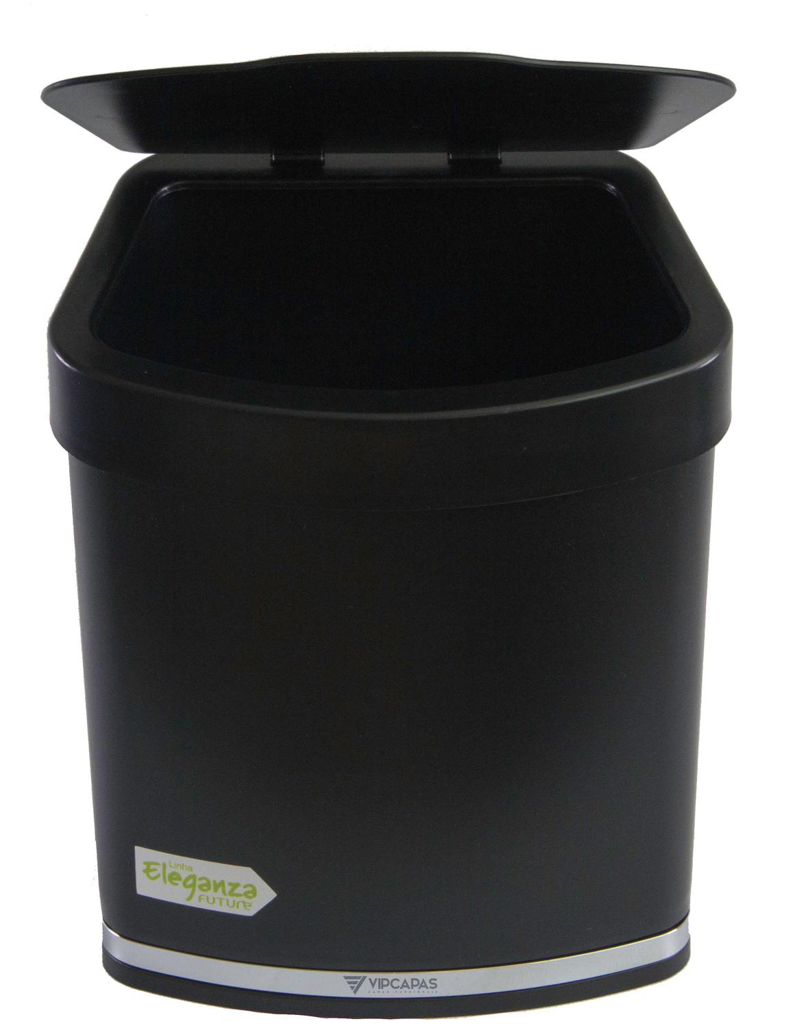 Lixeira 2,5 Litros Preta Com Faixa Cromada