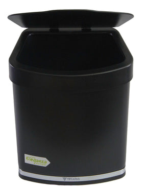 Lixeira 2,5 Litros Preta Com Faixa Cromada
