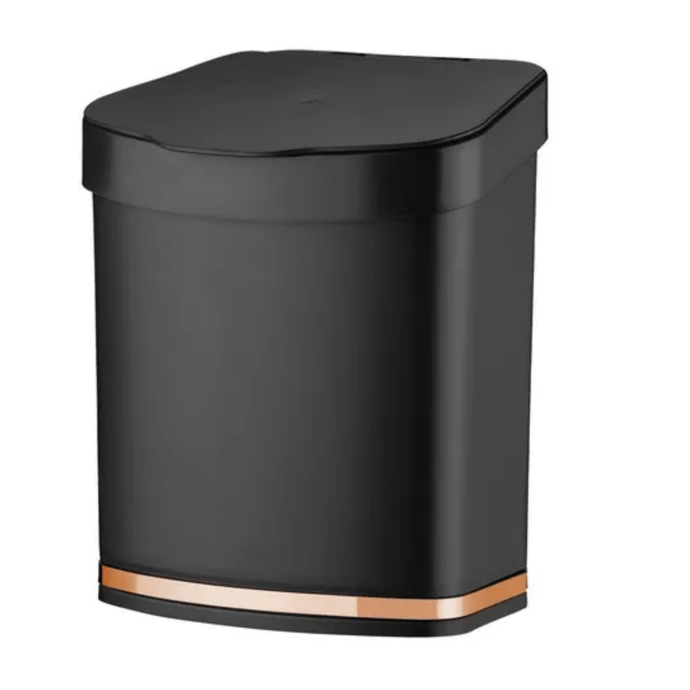 Lixeira 2,5 Litros Preta Com Faixa Rose Gold