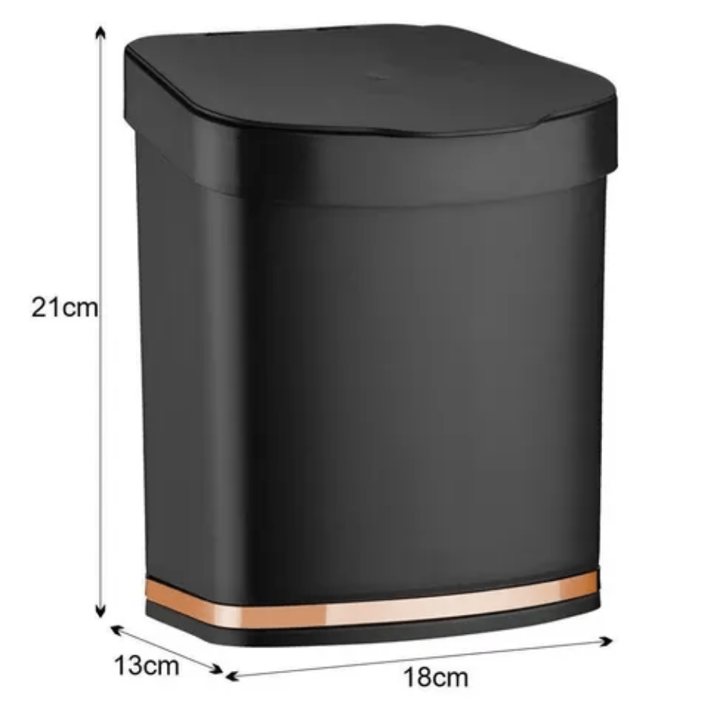 Lixeira 2,5 Litros Preta Com Faixa Rose Gold