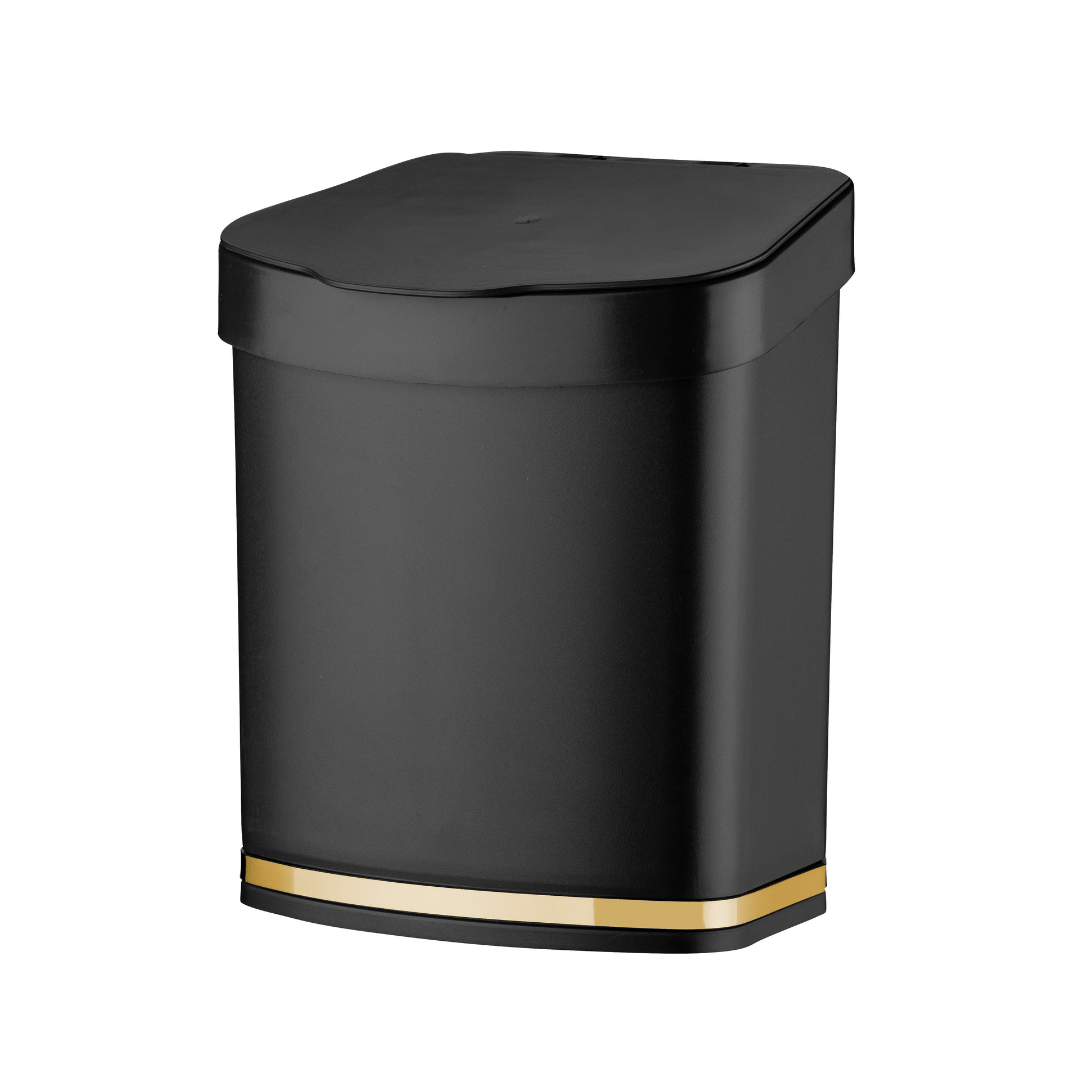 Lixeira 2,5 Litros Preta e Dourado
