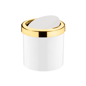 Lixeira Basculante 5 Litros Branco com Dourado