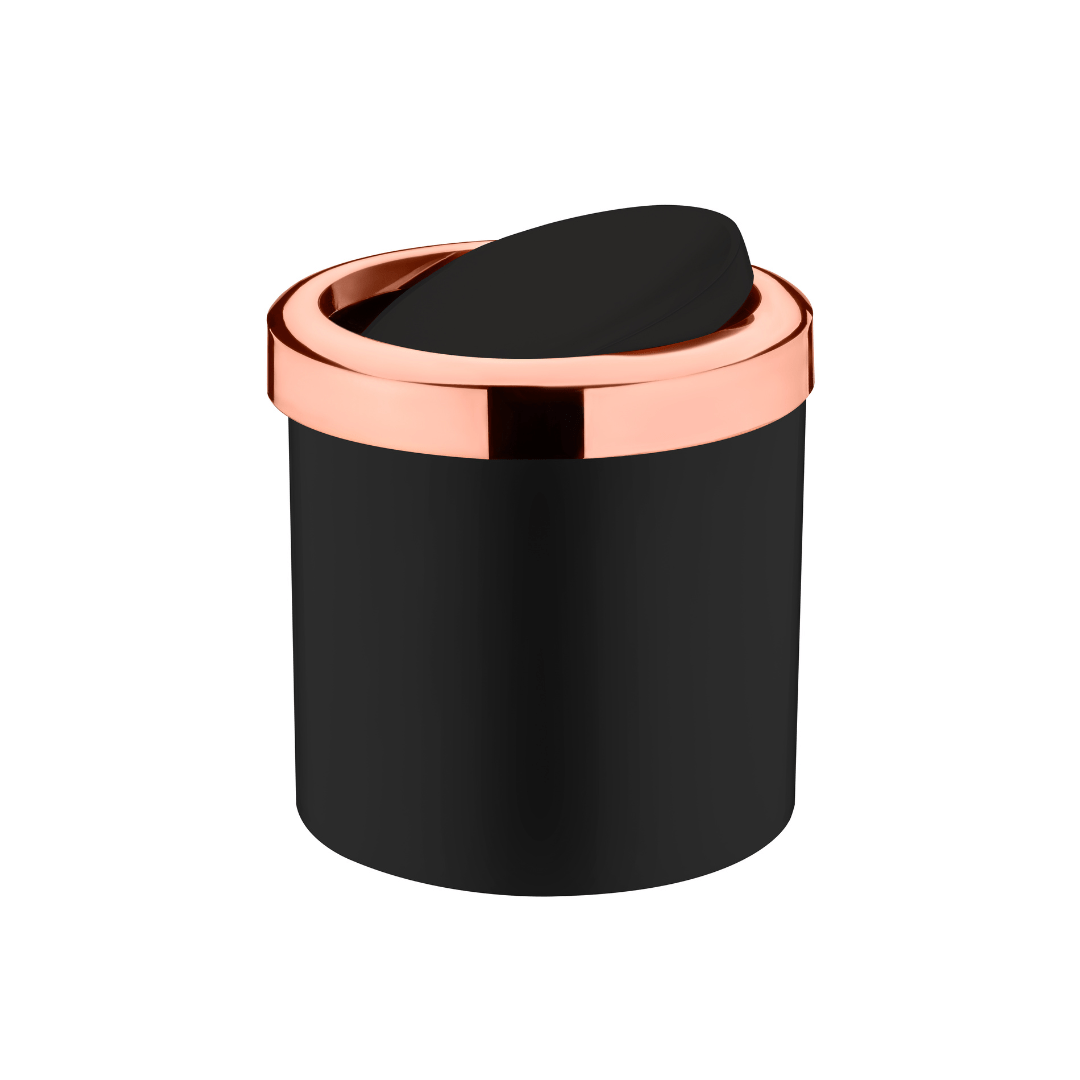 Lixeira Basculante 5 Litros Preta com Rose Gold