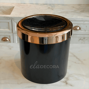 Lixeira Basculante 5 Litros Preta com Rose Gold