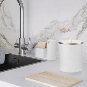 Lixeira Com Tampa 5 Litros Branco Com Cromado Fosco