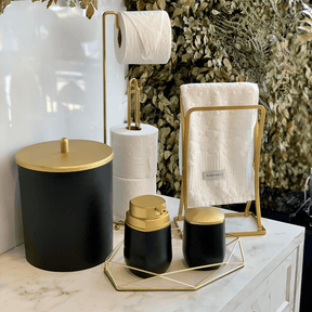 Lixeira Com Tampa 5 Litros Preto Com Dourado Fosco