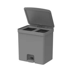 Lixeira de Pedal Trium Duplo Compartimento Chumbo 20 Litros