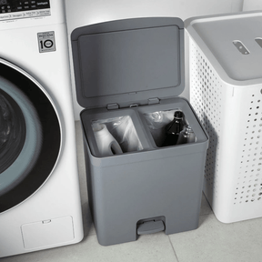 Lixeira de Pedal Trium Duplo Compartimento Chumbo 20 Litros