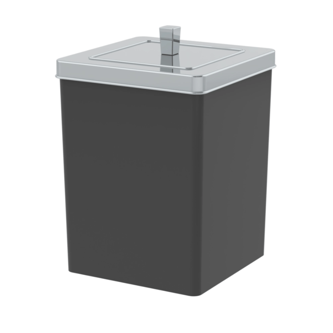 Lixeira Quadrada Preta com Tampa Cromada 6,5 Litros