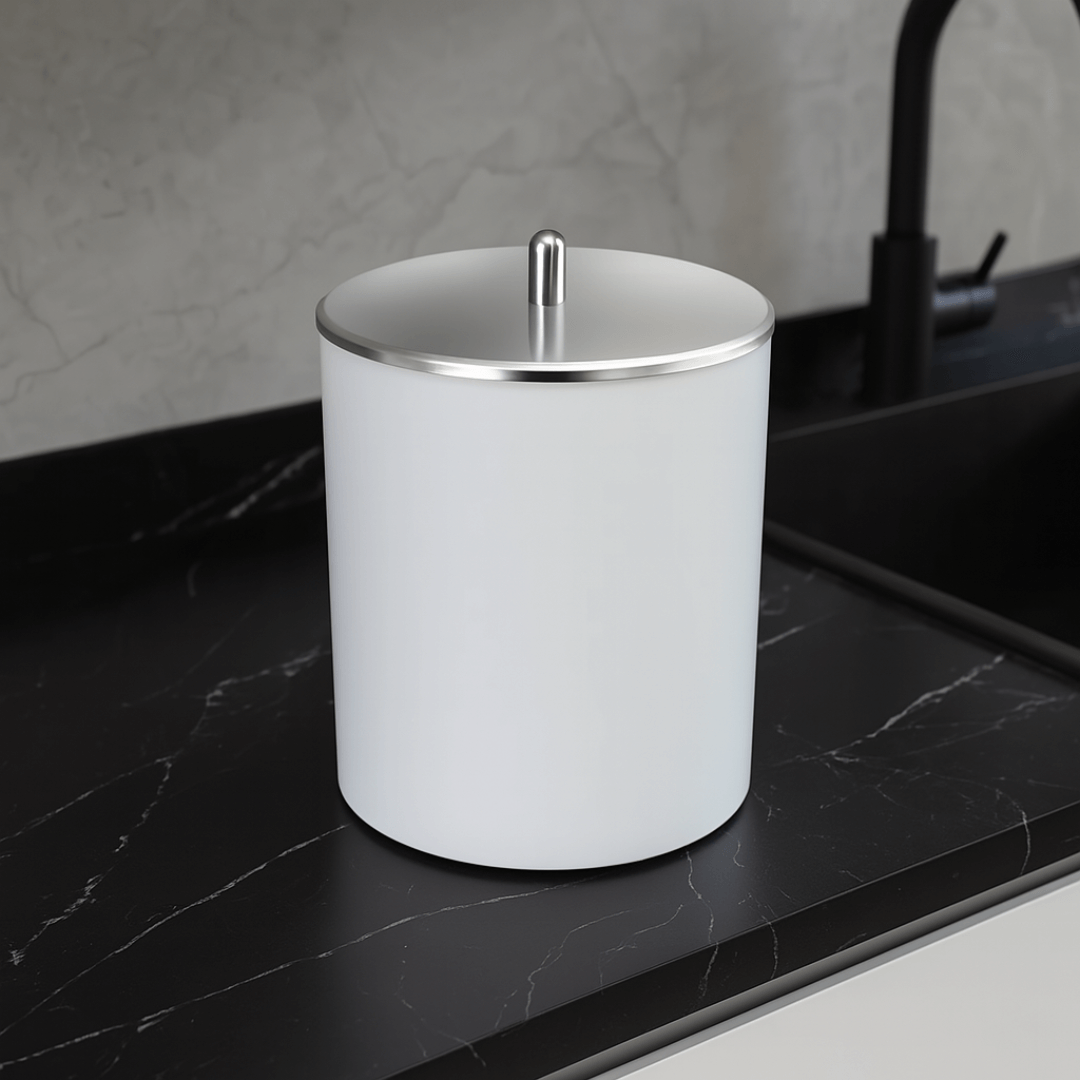 Lixeira Branca 5 Litros Com Tampa Inox