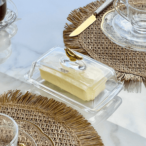 Manteigueira com Tampa de Cristal Ecológico Golden Bird 18cm