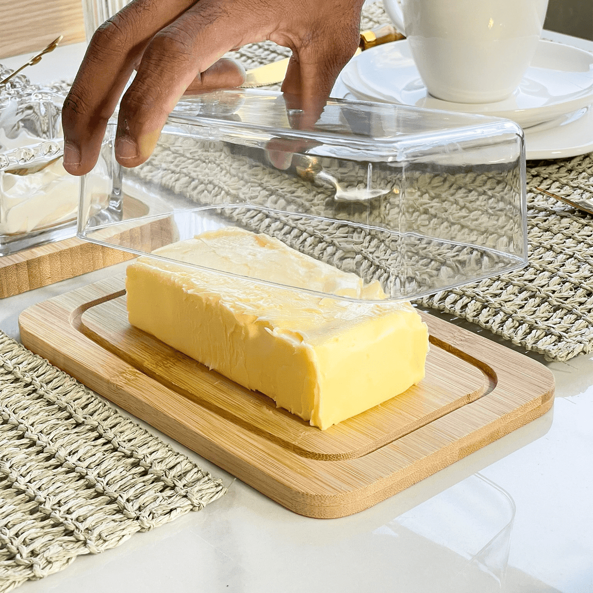 Manteigueira de Bambu com Tampa 19cm