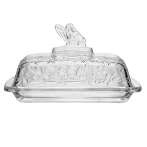 Manteigueira em Cristal com Tampa New Butterfly 18cm