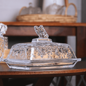 Manteigueira em Cristal com Tampa New Butterfly 18cm