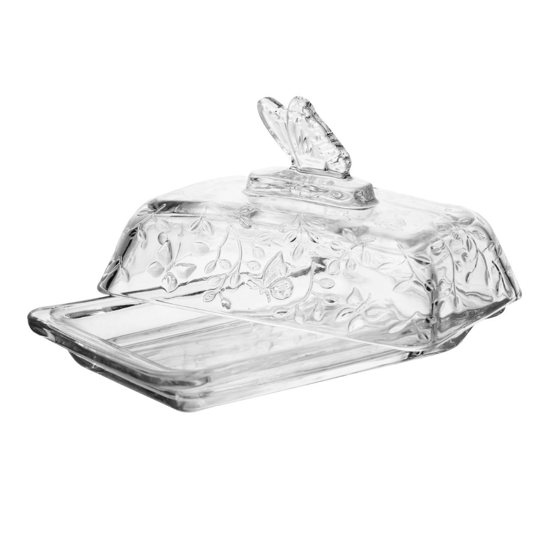 Manteigueira em Cristal com Tampa New Butterfly 18cm