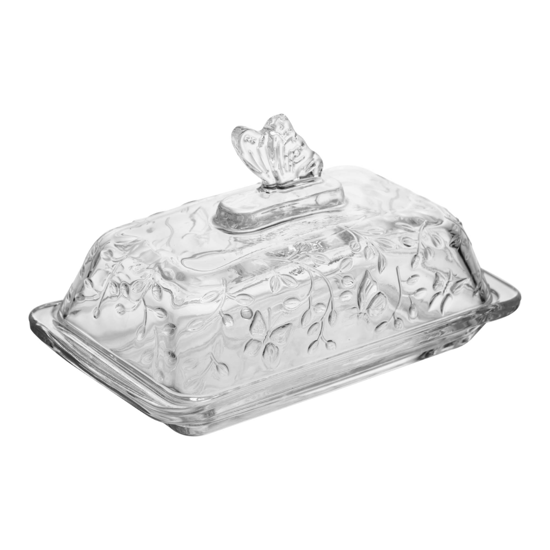 Manteigueira em Cristal com Tampa New Butterfly 18cm