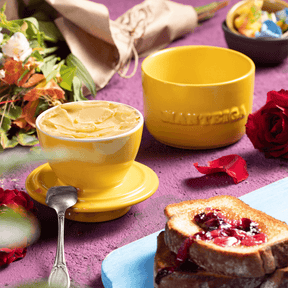 Manteigueira Francesa em Cerâmica Amarela