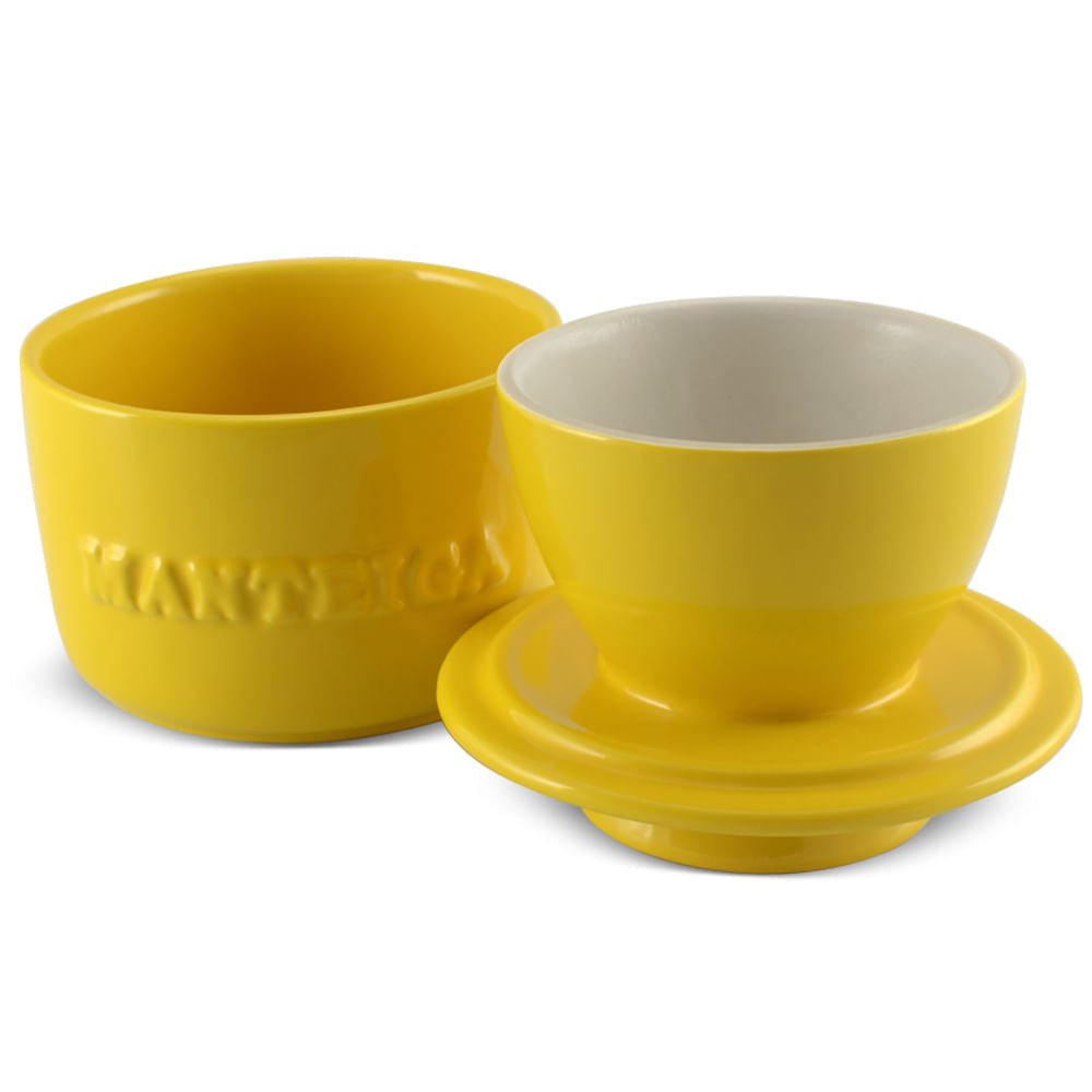 Manteigueira Francesa em Cerâmica Amarela