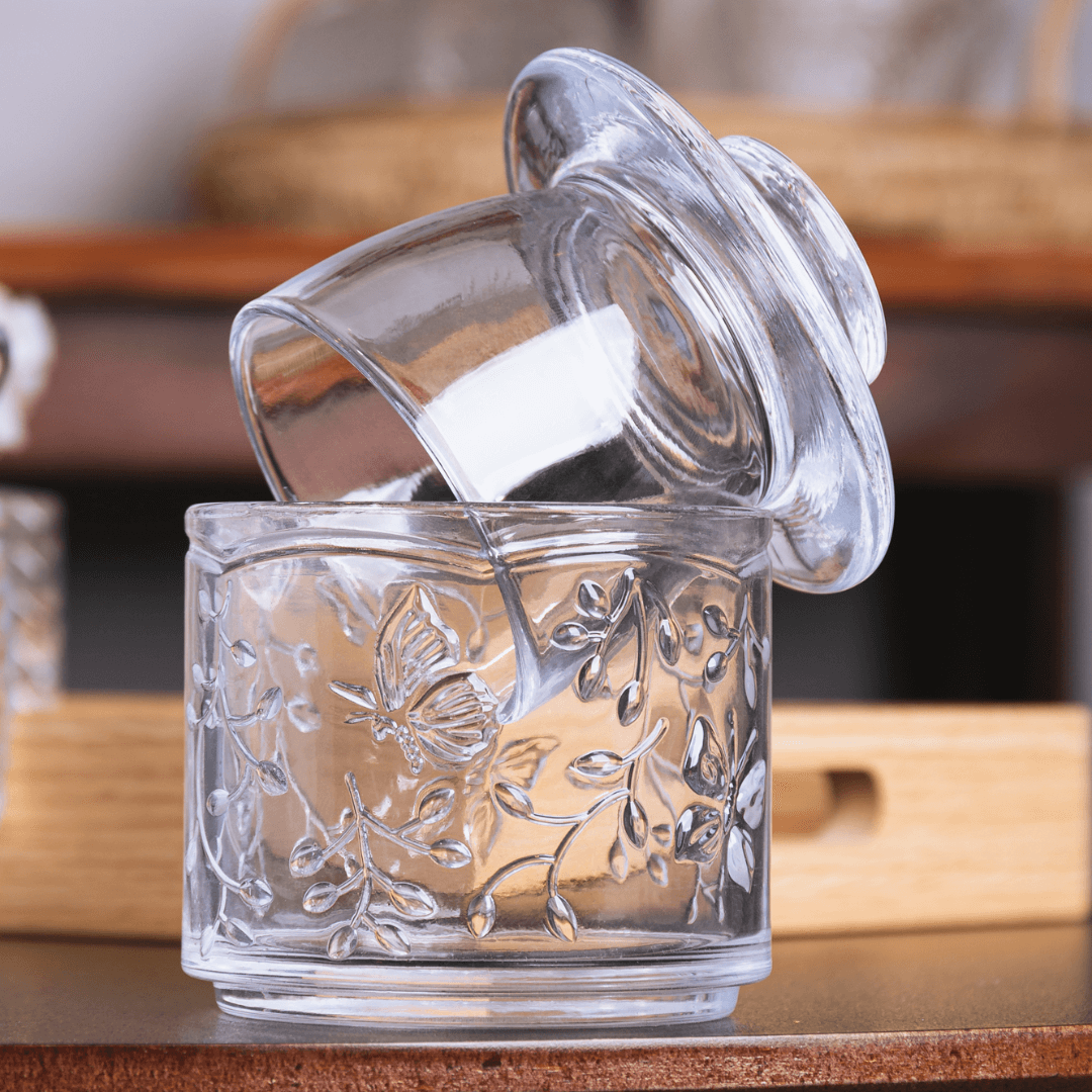 Manteigueira Francesa New Butterfly em Cristal Ecológico 9cm