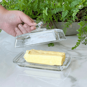 Manteigueira Retangular com Tampa Bird Cristal 18cm