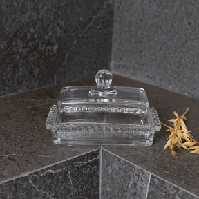 Manteigueira Cristal de Chumbo com Tampa Pearl 17cm x 10,5cm x 10cm