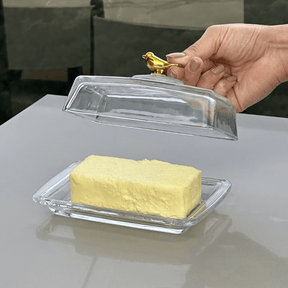 Manteigueira com Tampa de Cristal Ecológico Golden Bird 18cm