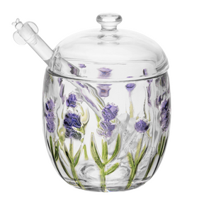 Meleira de Cristal com Colher e Tampa Lavanda 8,5cm