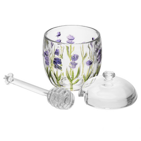 Meleira de Cristal com Colher e Tampa Lavanda 8,5cm