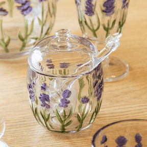 Meleira de Cristal com Colher e Tampa Lavanda 8,5cm